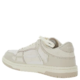 Skel Top Low Beige Sneakers with Logo Patch on theTongue and Contrasting Details on the Side in Leather Woman