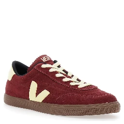 Panenka Bordeaux Low Top Sneakers with Logo Patch on the Side and Contrasting Heel with Logo Lettering in Leather Unisex