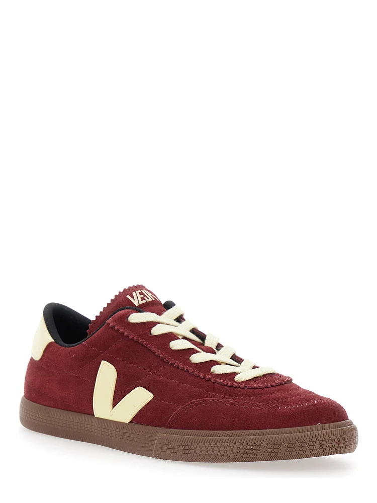 Panenka Bordeaux Low Top Sneakers with Logo Patch on the Side and Contrasting Heel with Logo Lettering in Leather Unisex alternative