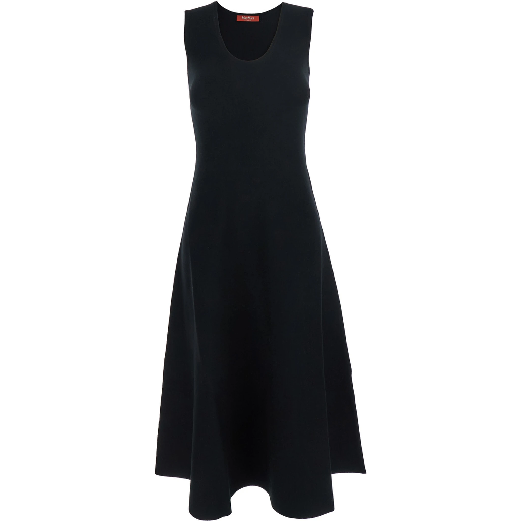 Furetto Black Dress with U-Neck and Flared Hem in Viscose Blend Woman