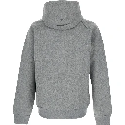 Grey Hoodie with Dropped Shoulders in Neoprene Man