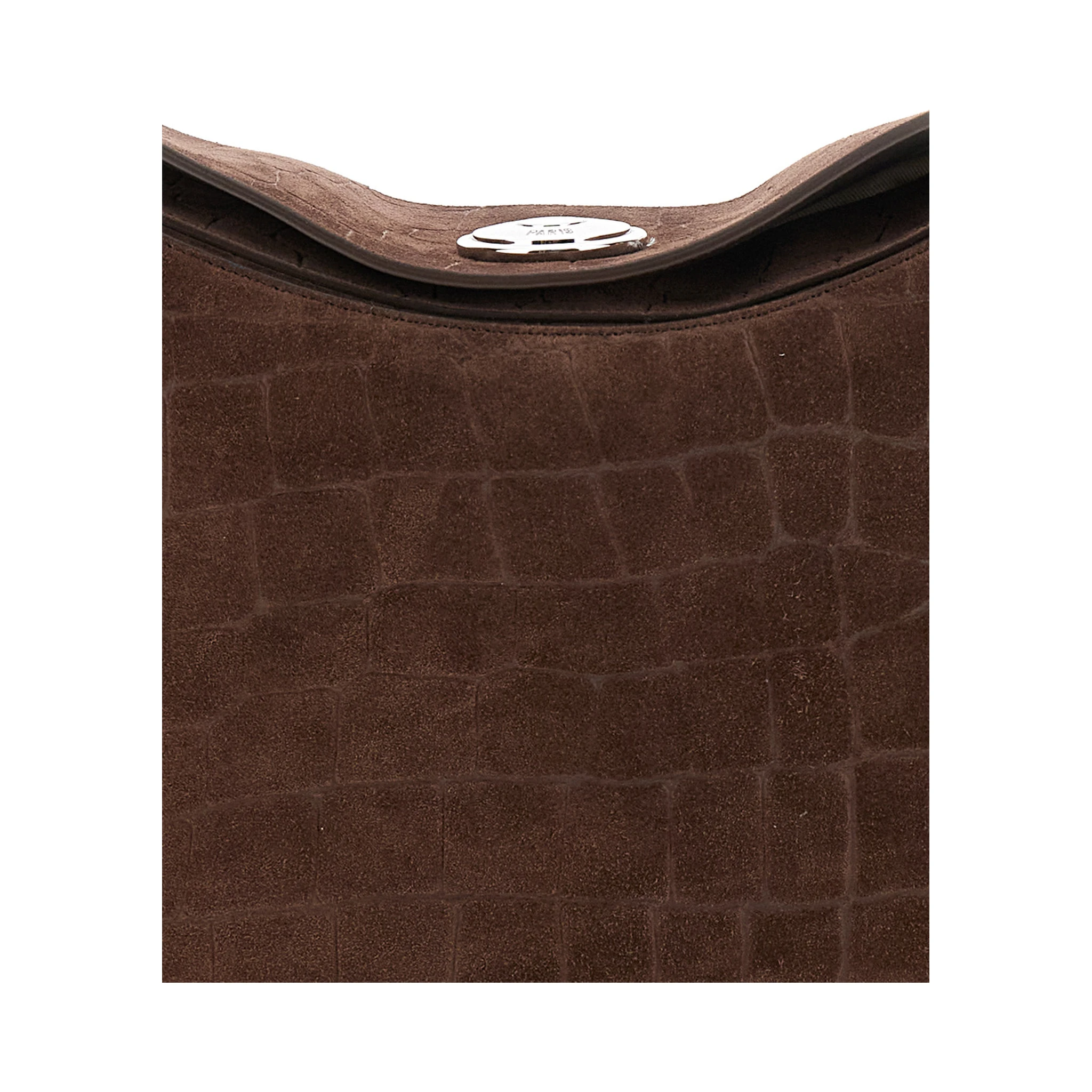 حقيبة كتف كبيرة بنية اللون من لو كاليسو روند، مزودة بحزام قابل للتعديل ونقش جلد التمساح، للنساء