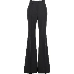 Hangar Black Palazzo Pants with Flared Leg and Belt Loops in Wool Woman