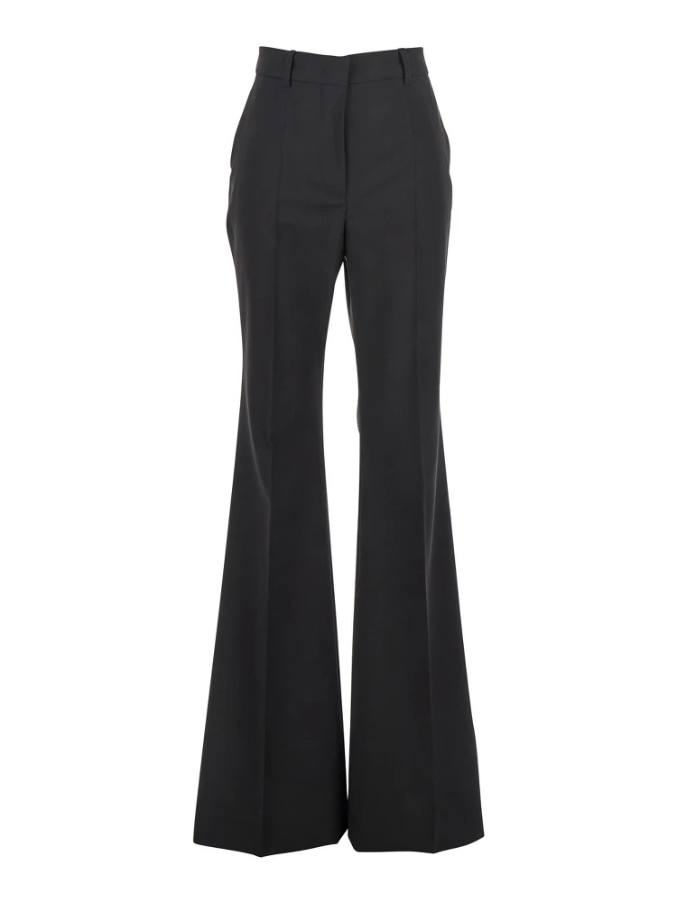 Hangar Black Palazzo Pants with Flared Leg and Belt Loops in Wool Woman