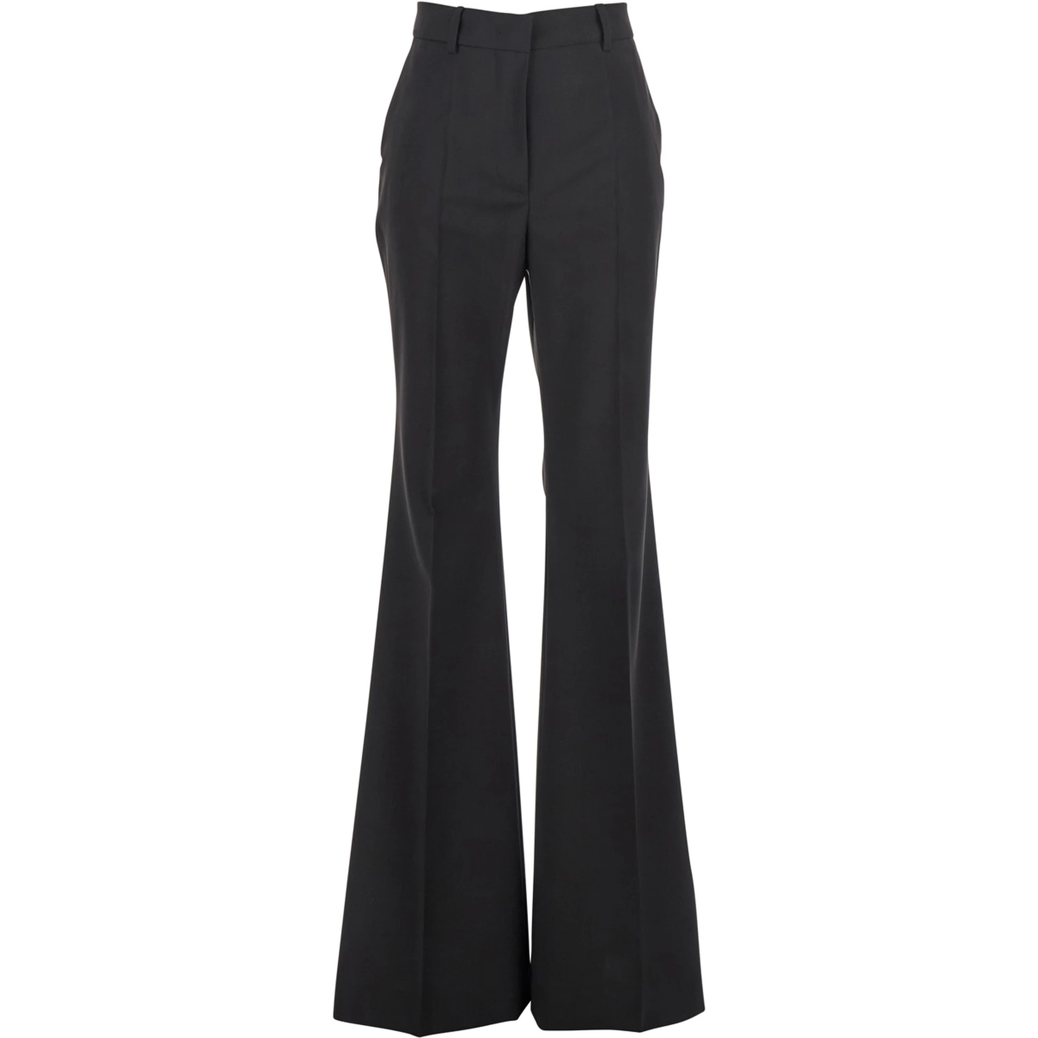 Hangar Black Palazzo Pants with Flared Leg and Belt Loops in Wool Woman