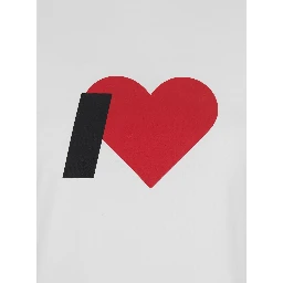 White Crewneck T-Shirt with Print on the Front and Logo Lettering on the Rear in Cotton Woman