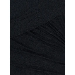 Denise Black Dress with Round Neckline and Ruffle Design in Fabric woman