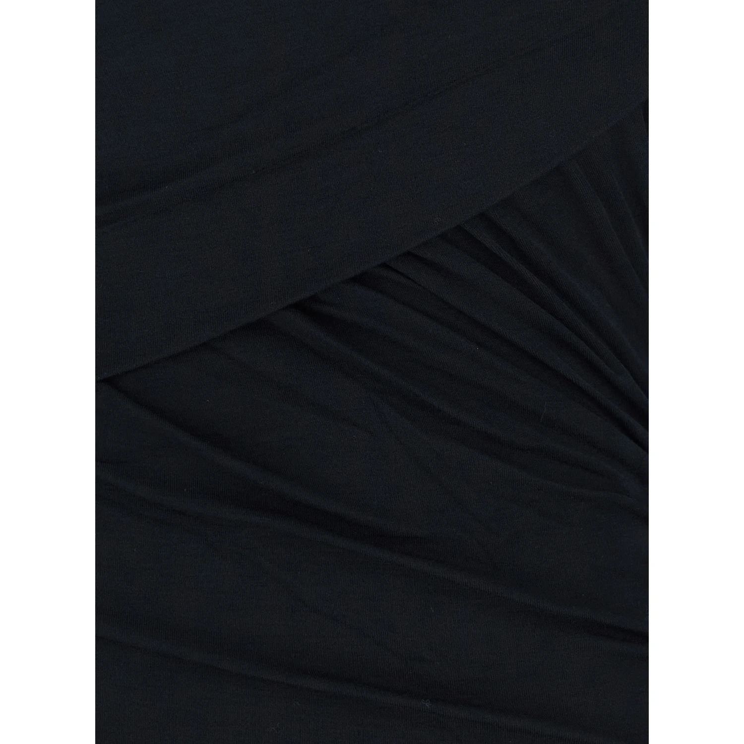 Denise Black Dress with Round Neckline and Ruffle Design in Fabric woman