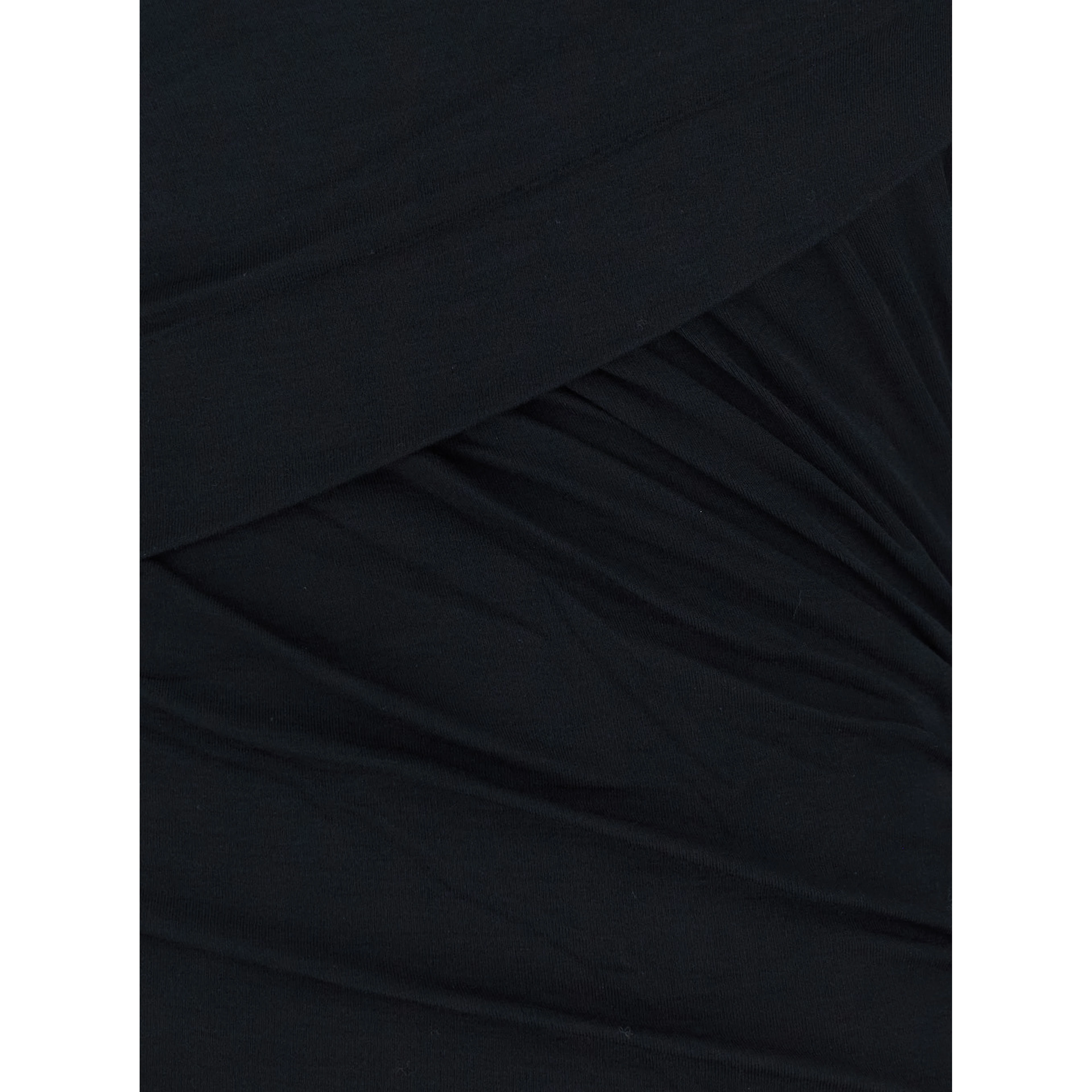 Denise Black Dress with Round Neckline and Ruffle Design in Fabric woman