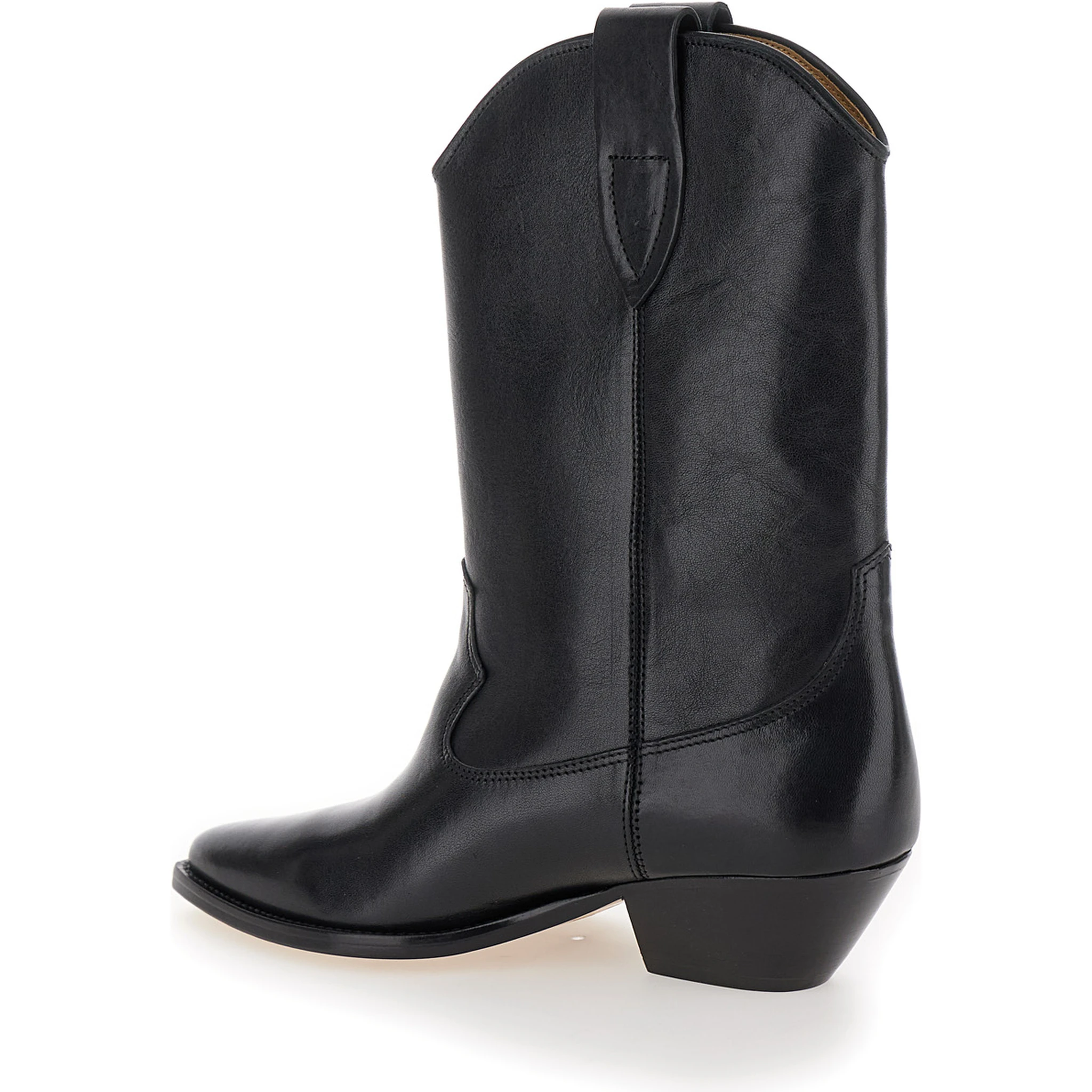 Duetro Black Ankle Boots with Western Heel in Leather Woman