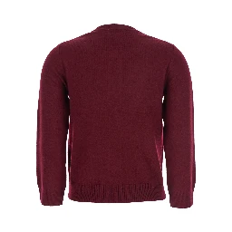 Multicolor Crewneck Cardigan with Jewel Buttons and Gemetric Motif on the Front in Wool and Cashmere Woman