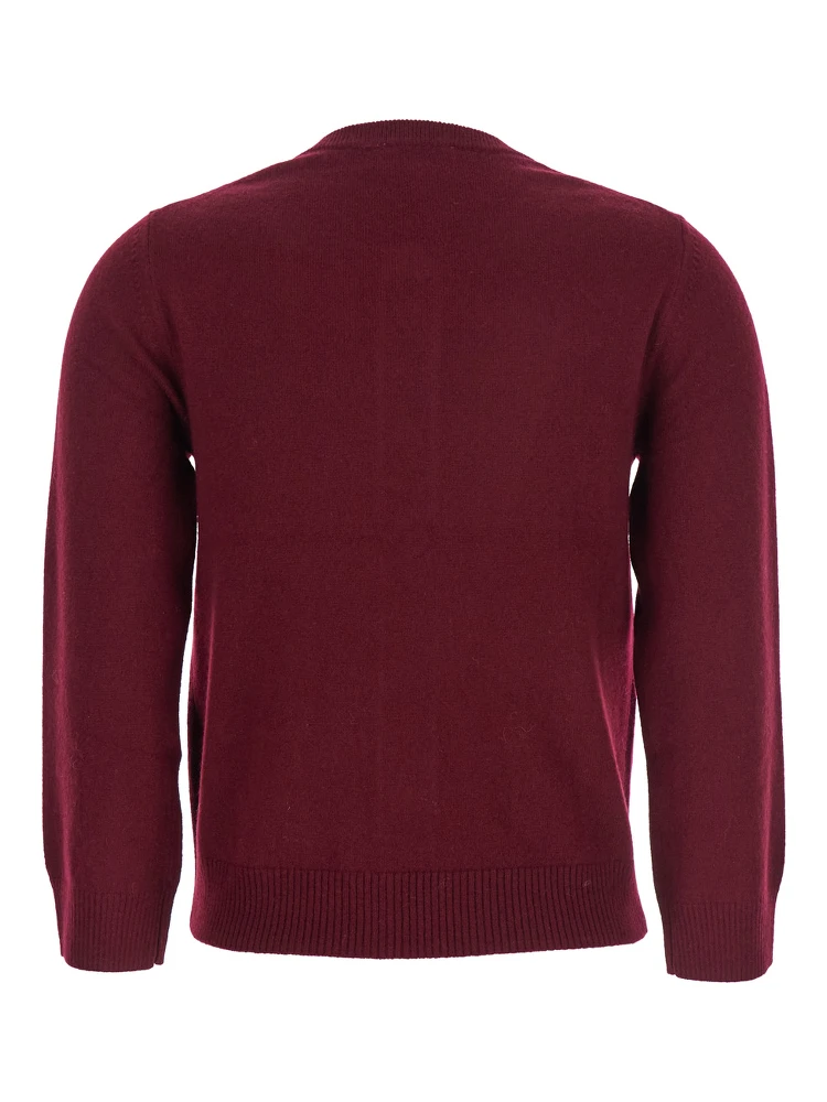 Multicolor Crewneck Cardigan with Jewel Buttons and Gemetric Motif on the Front in Wool and Cashmere Woman alternative