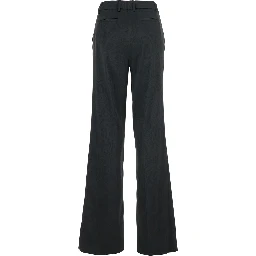 Black Trousers with Damask Effect in Fabric Woman