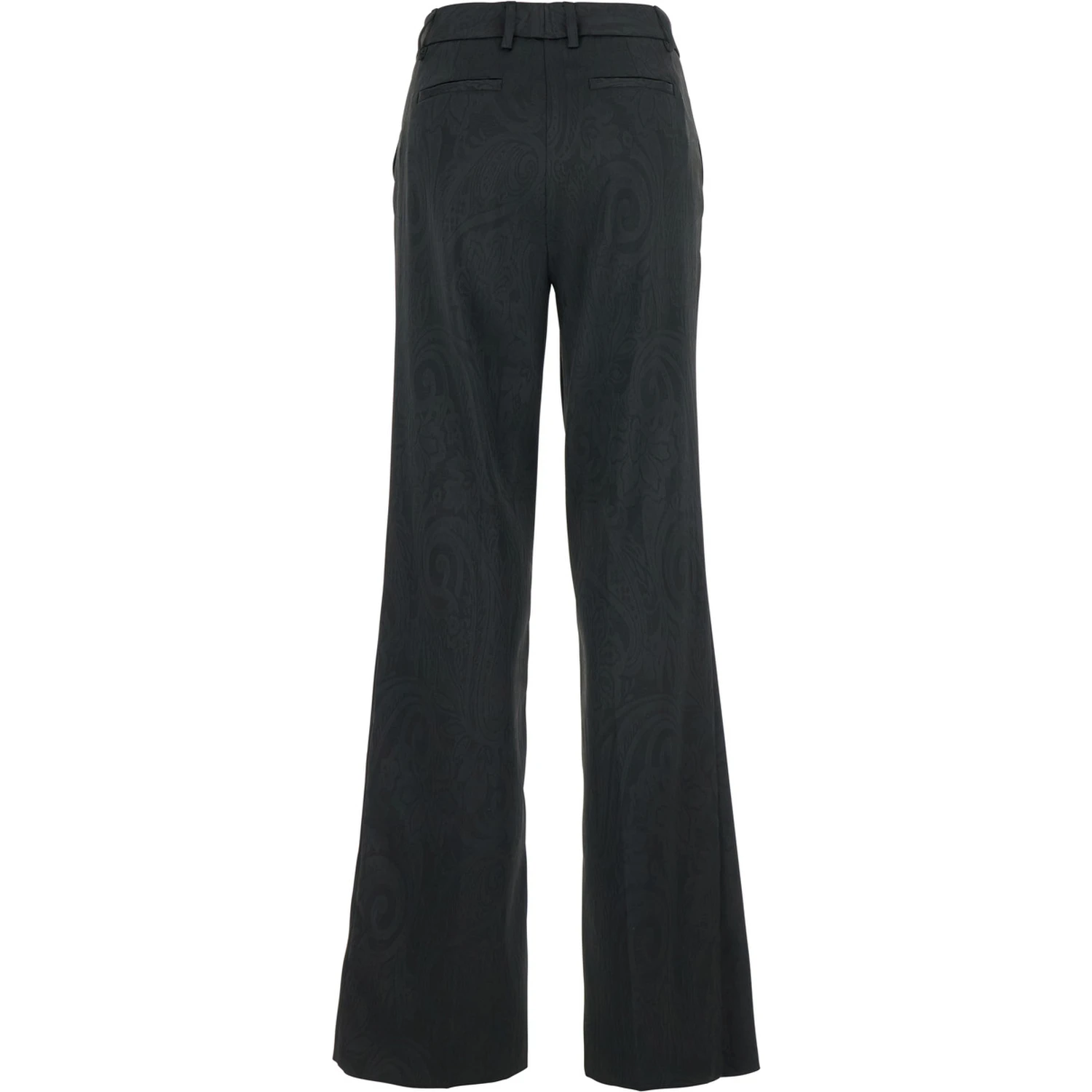 Black Trousers with Damask Effect in Fabric Woman