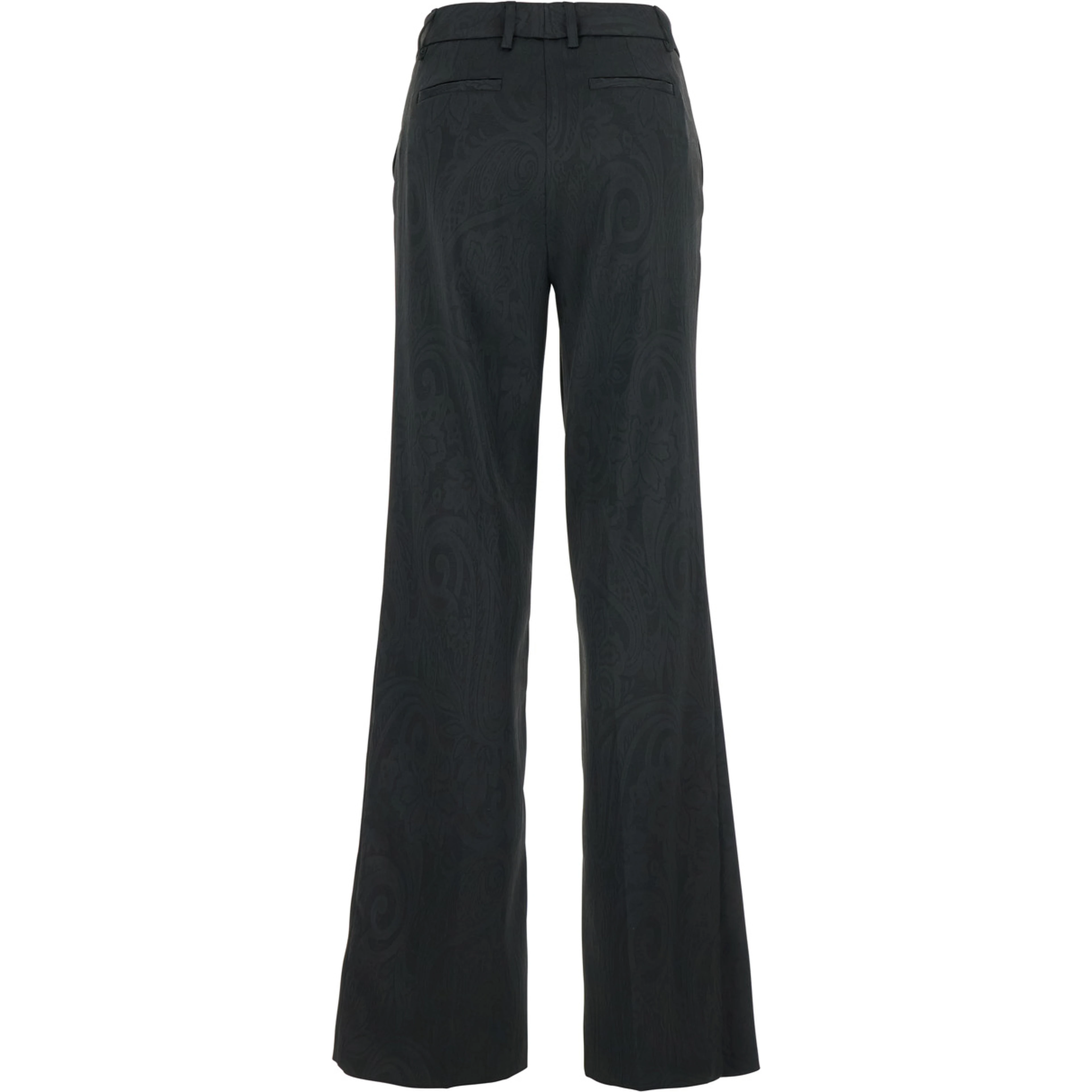 Black Trousers with Damask Effect in Fabric Woman