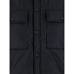 Black Jacket with Classic Collar and Logo Print on the Rear in Tech Fabric Man