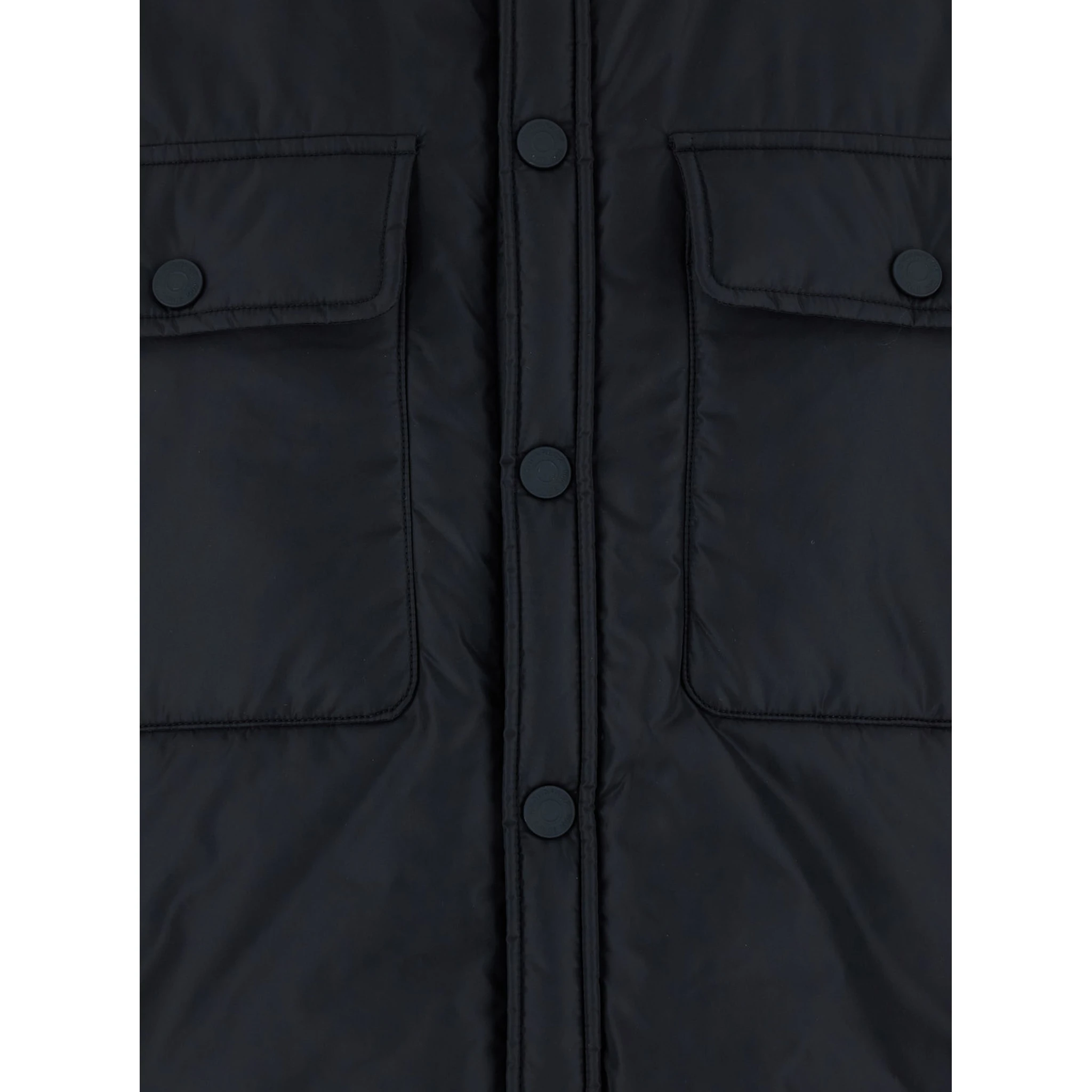 Black Jacket with Classic Collar and Logo Print on the Rear in Tech Fabric Man
