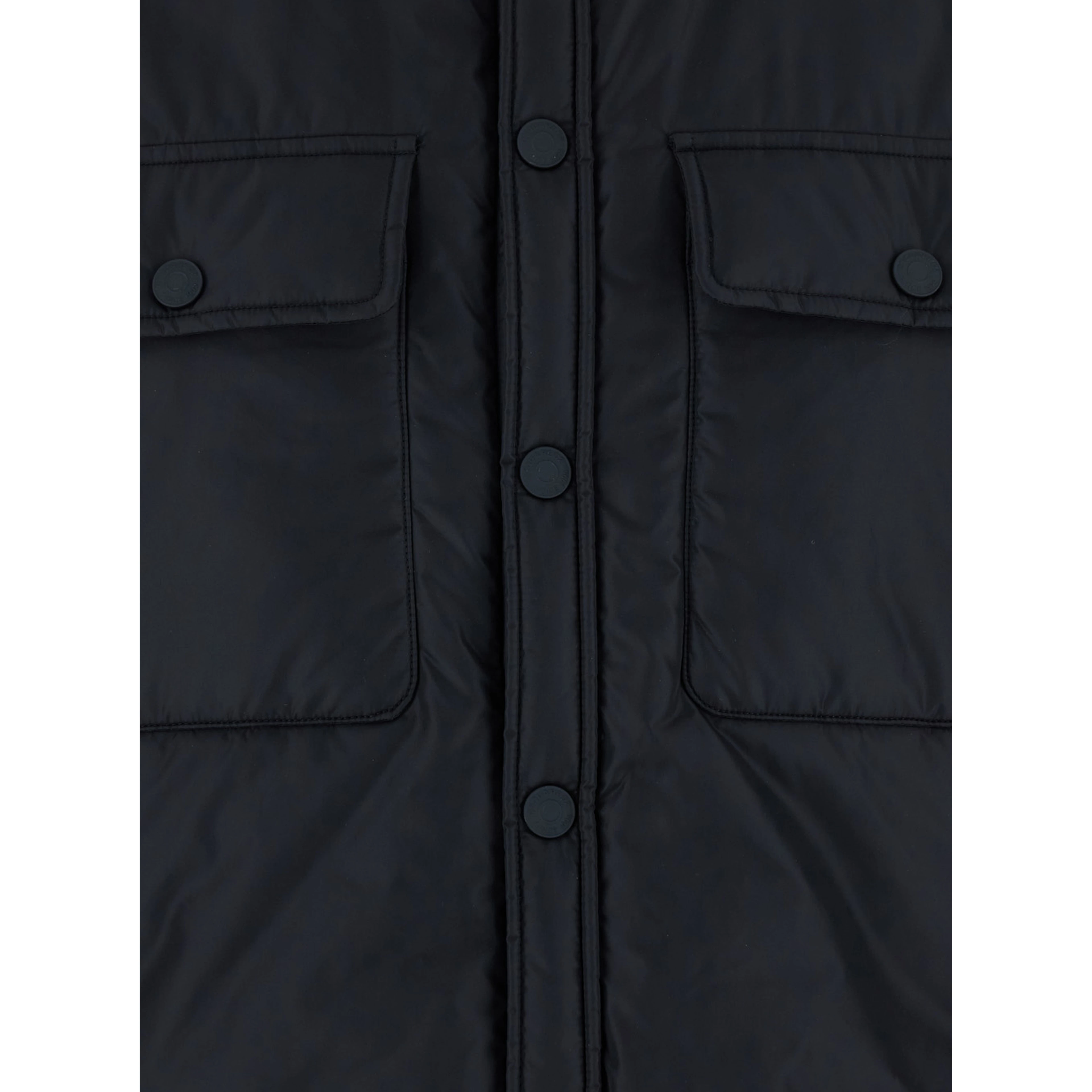 Black Jacket with Classic Collar and Logo Print on the Rear in Tech Fabric Man