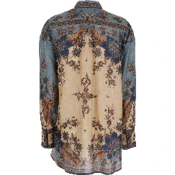 Ascension Multicolor Shirt with Classic Collar and All-Over Print in Silk Woman