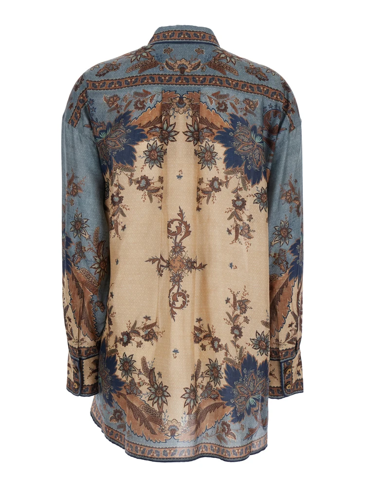 Ascension Multicolor Shirt with Classic Collar and All-Over Print in Silk Woman alternative