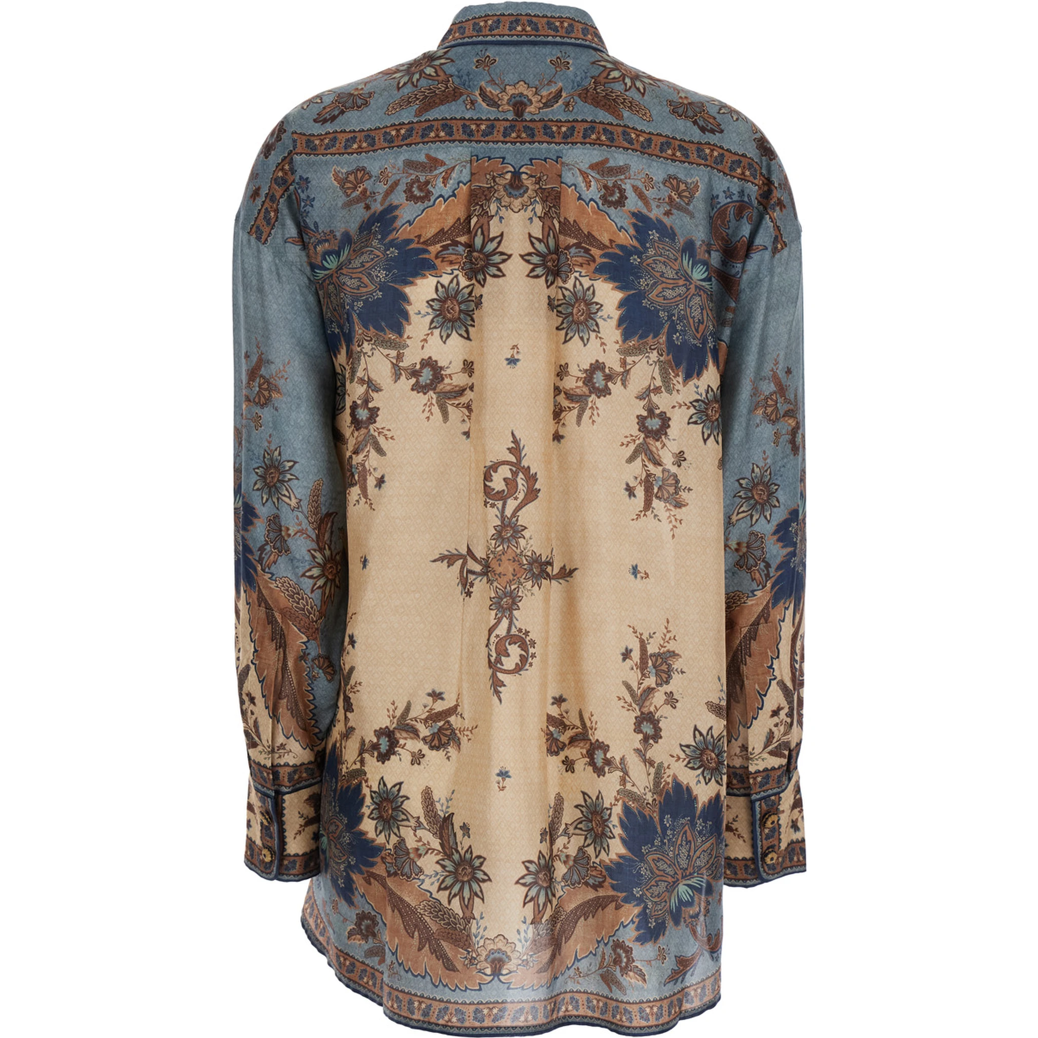 Ascension Multicolor Shirt with Classic Collar and All-Over Print in Silk Woman