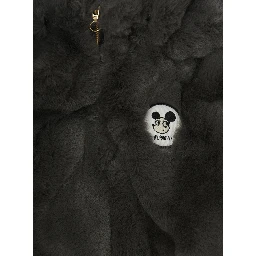 Grey Jacket with Logo Patch on the Front in Faux Fur Boy