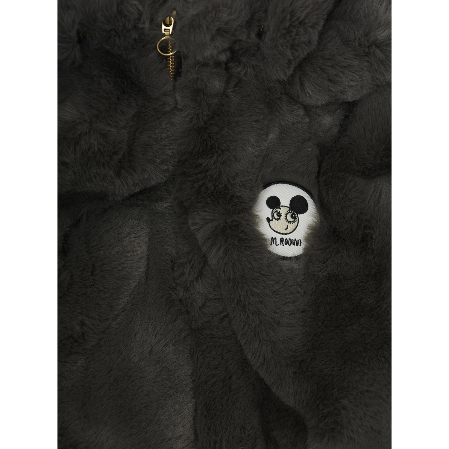 Grey Jacket with Logo Patch on the Front in Faux Fur Boy