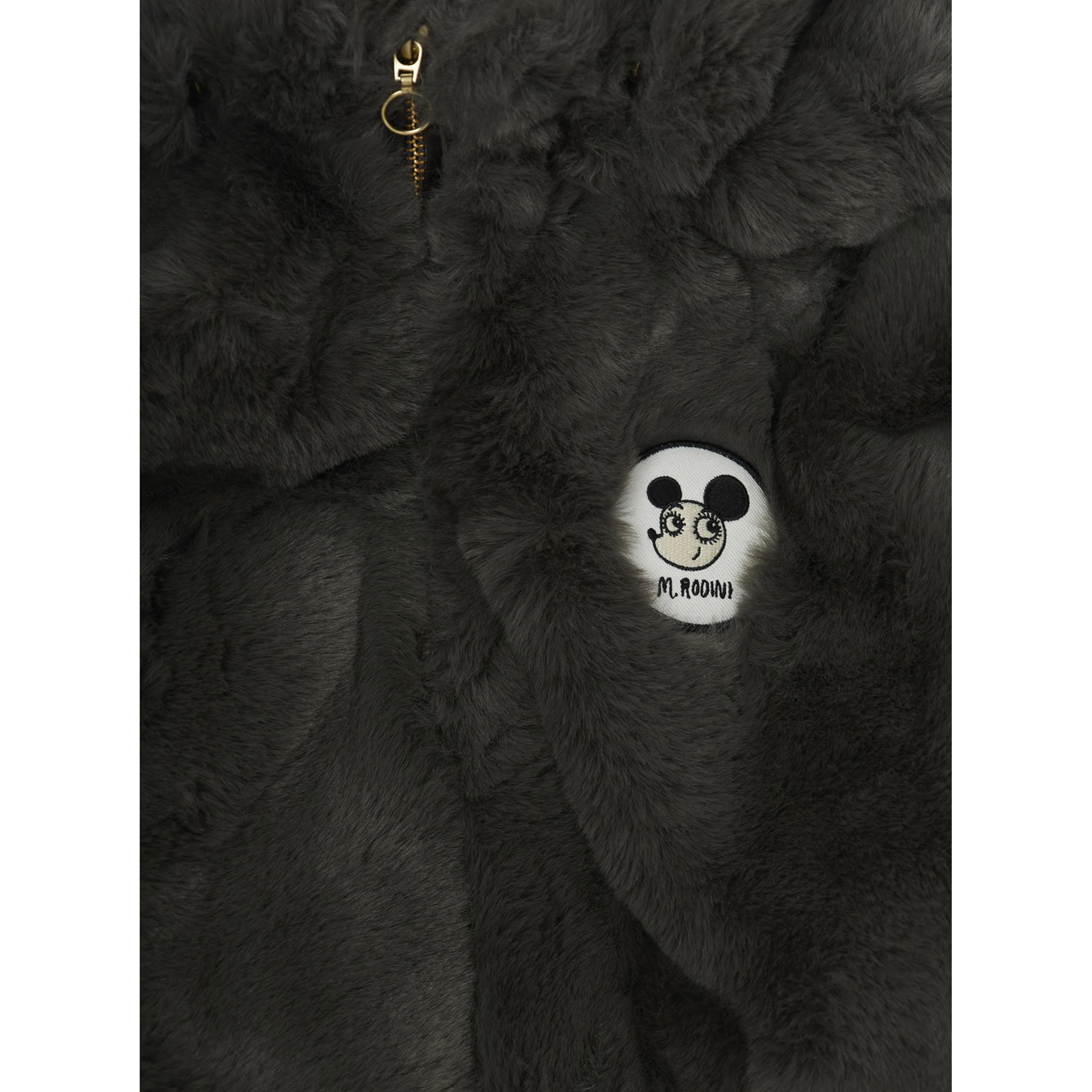 Grey Jacket with Logo Patch on the Front in Faux Fur Boy