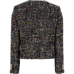 Multicolor Jacket with Round Neck and Front Button Closure in Tweed Woman