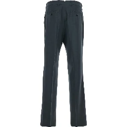 Grey Pants with Belt Loops and Front Concealed Closure in Wool Man