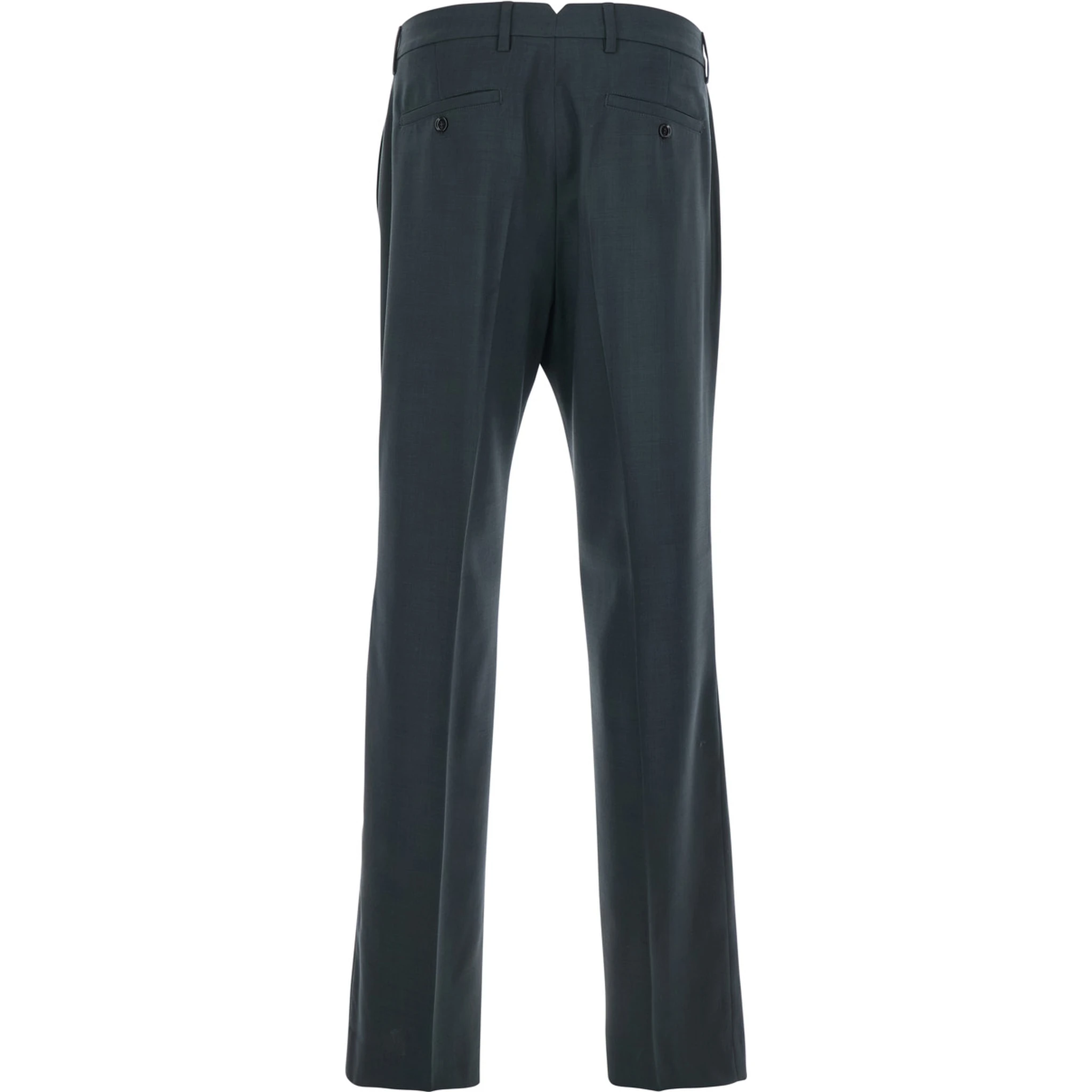 Grey Pants with Belt Loops and Front Concealed Closure in Wool Man