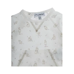 White Set of Two with All-Over Motif in Cotton Baby