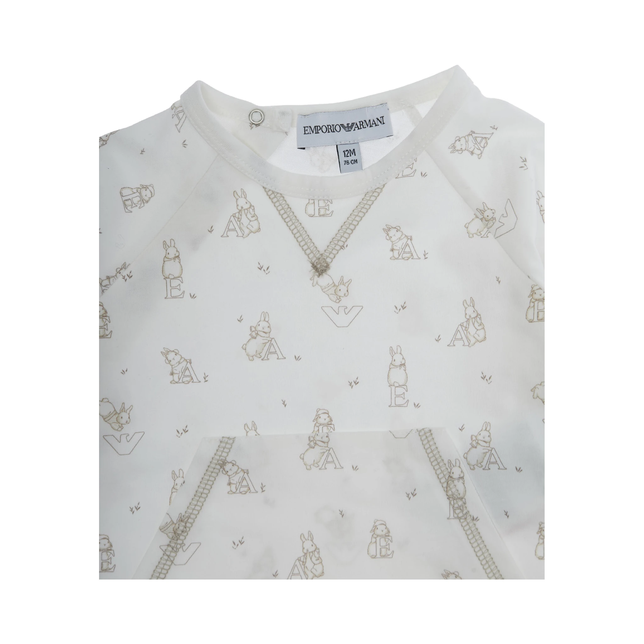 White Set of Two with All-Over Motif in Cotton Baby