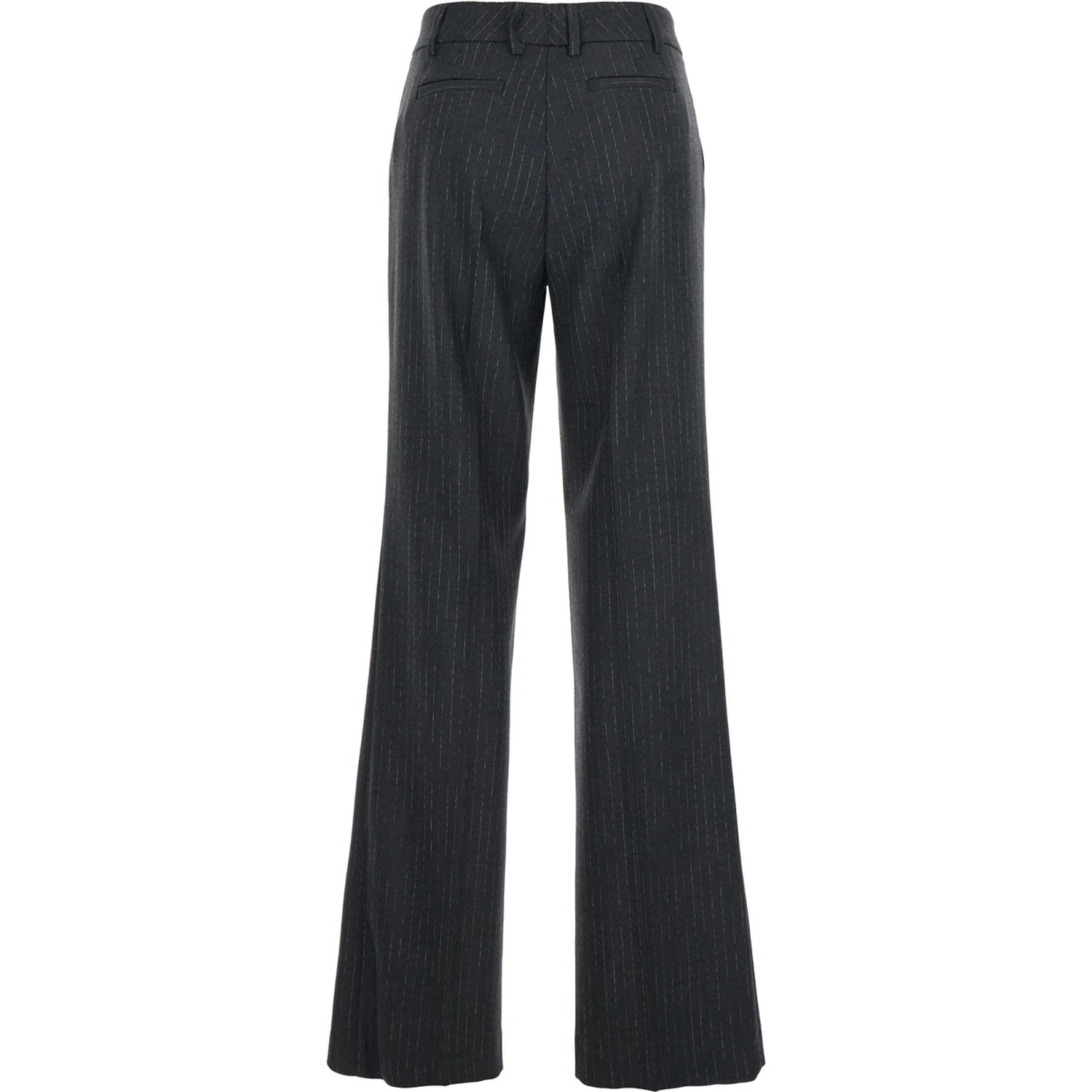 Grey Pants with Belt Loops and All-Over Striped Motif in Wool Blend Woman