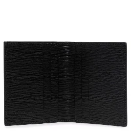 Black Cardholder with Gold-tone Gancini Logo in Calf Leather Man