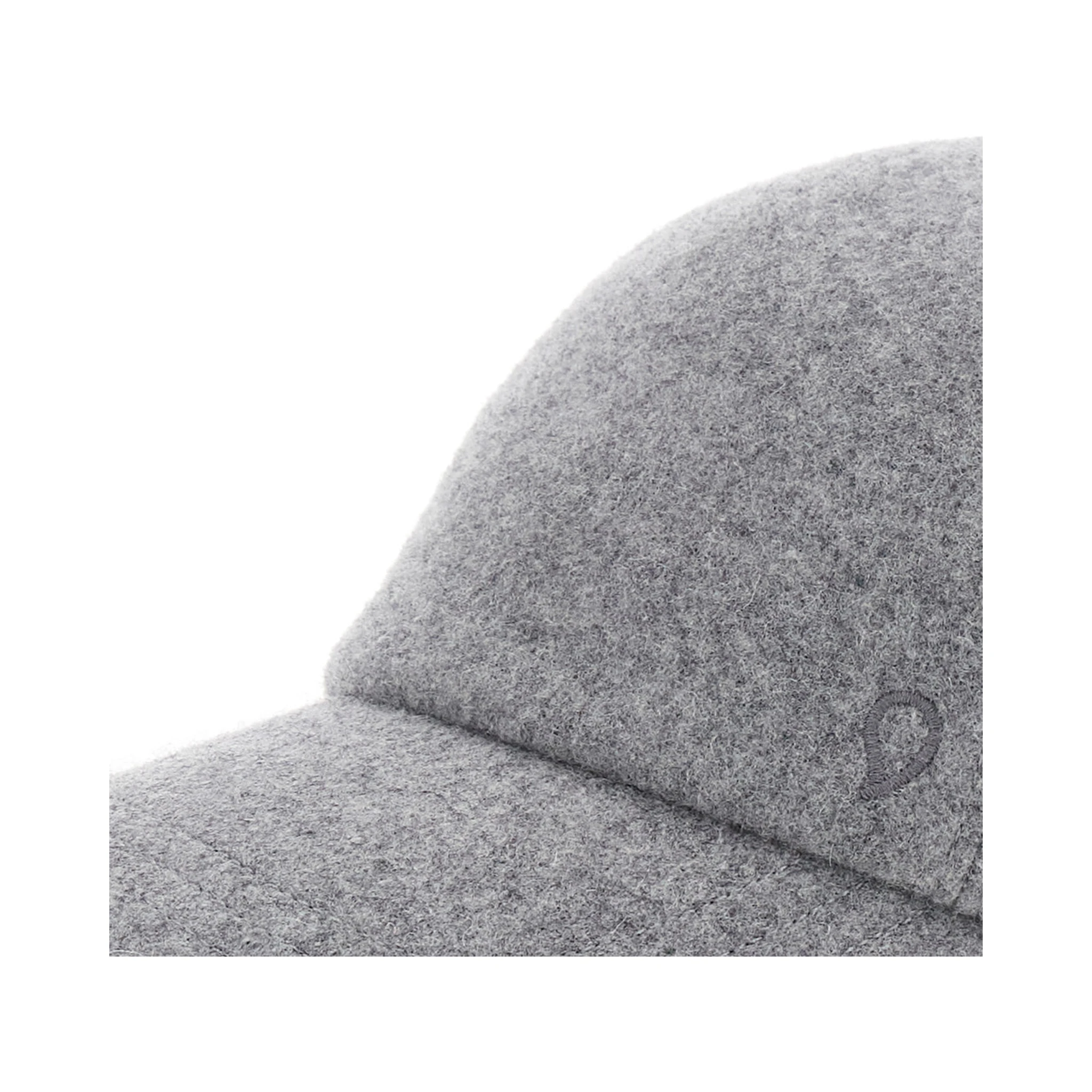 Grey Baseball Cap with Logo Embroidery on the Front in Wool Woman