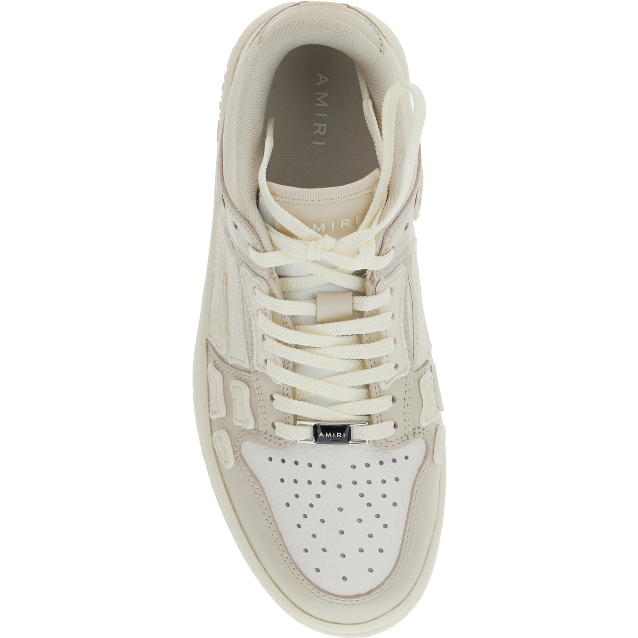 Skel Top Low Beige Sneakers with Logo Patch on theTongue and Contrasting Details on the Side in Leather Woman