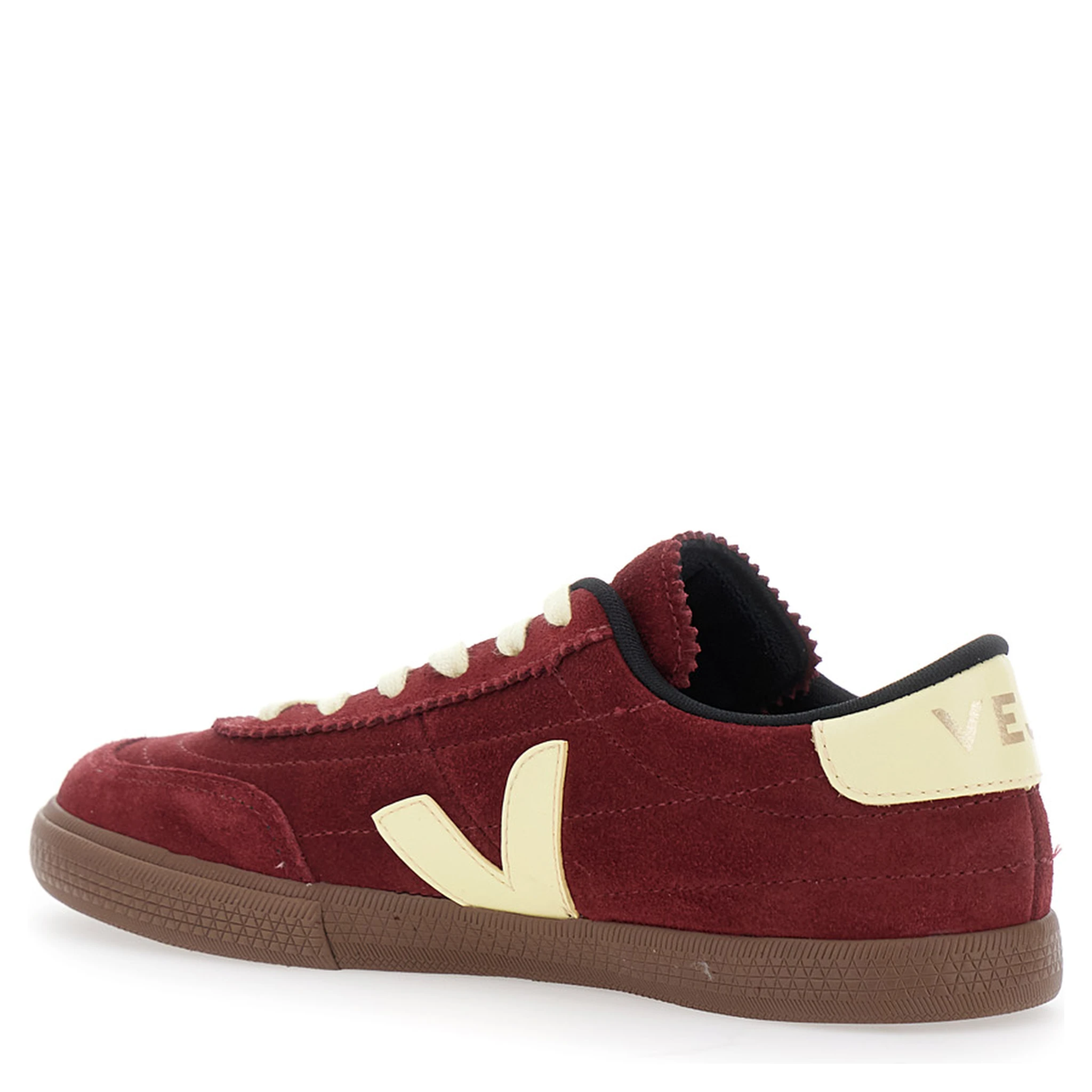 Panenka Bordeaux Low Top Sneakers with Logo Patch on the Side and Contrasting Heel with Logo Lettering in Leather Unisex