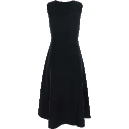 Furetto Black Dress with U-Neck and Flared Hem in Viscose Blend Woman