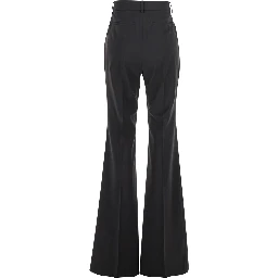 Hangar Black Palazzo Pants with Flared Leg and Belt Loops in Wool Woman