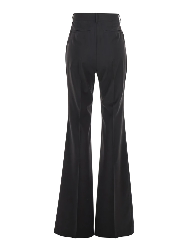 Hangar Black Palazzo Pants with Flared Leg and Belt Loops in Wool Woman alternative