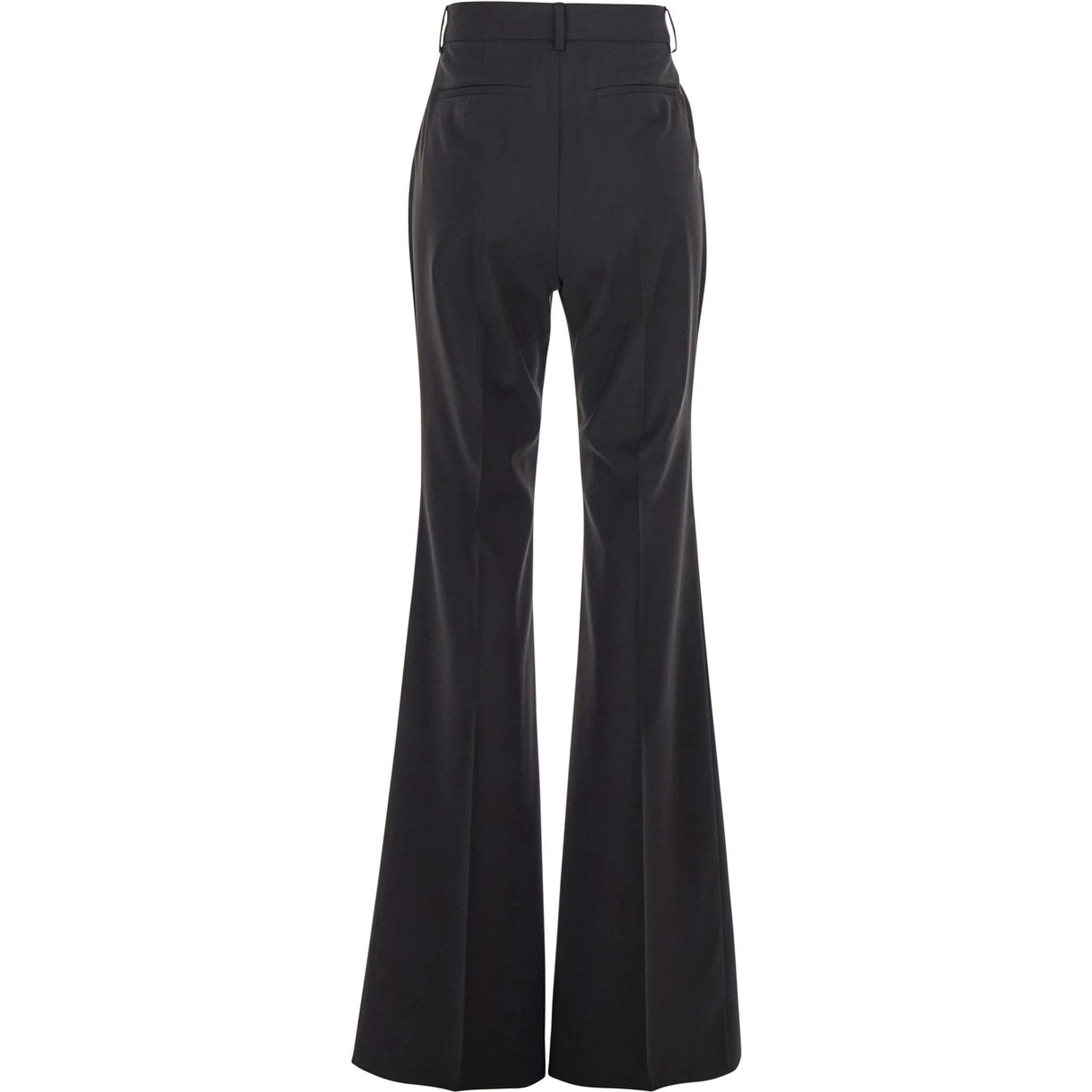 Hangar Black Palazzo Pants with Flared Leg and Belt Loops in Wool Woman