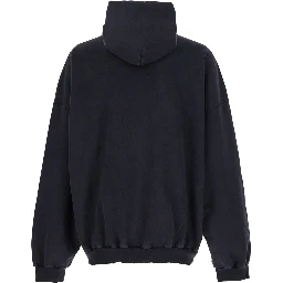 3B Liquified Black Hooded Sweatshirt with Front Logo in Cotton Man