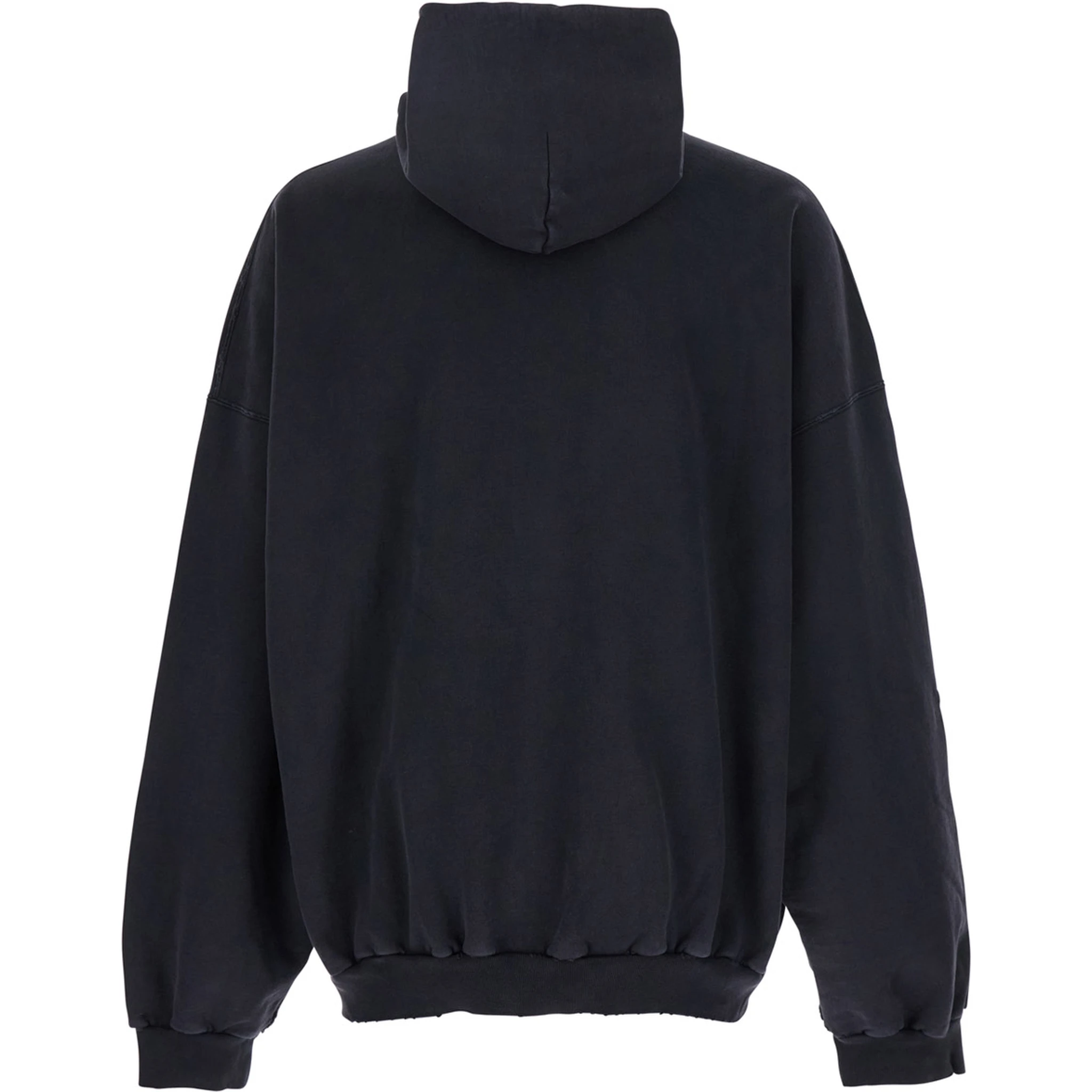 3B Liquified Black Hooded Sweatshirt with Front Logo in Cotton Man