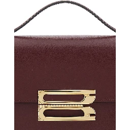 Dorian Bordeaux Shoulder Bag with Adjustable and Removable Shoulder Strap and Logo Plaque on the Front in Leather Woman