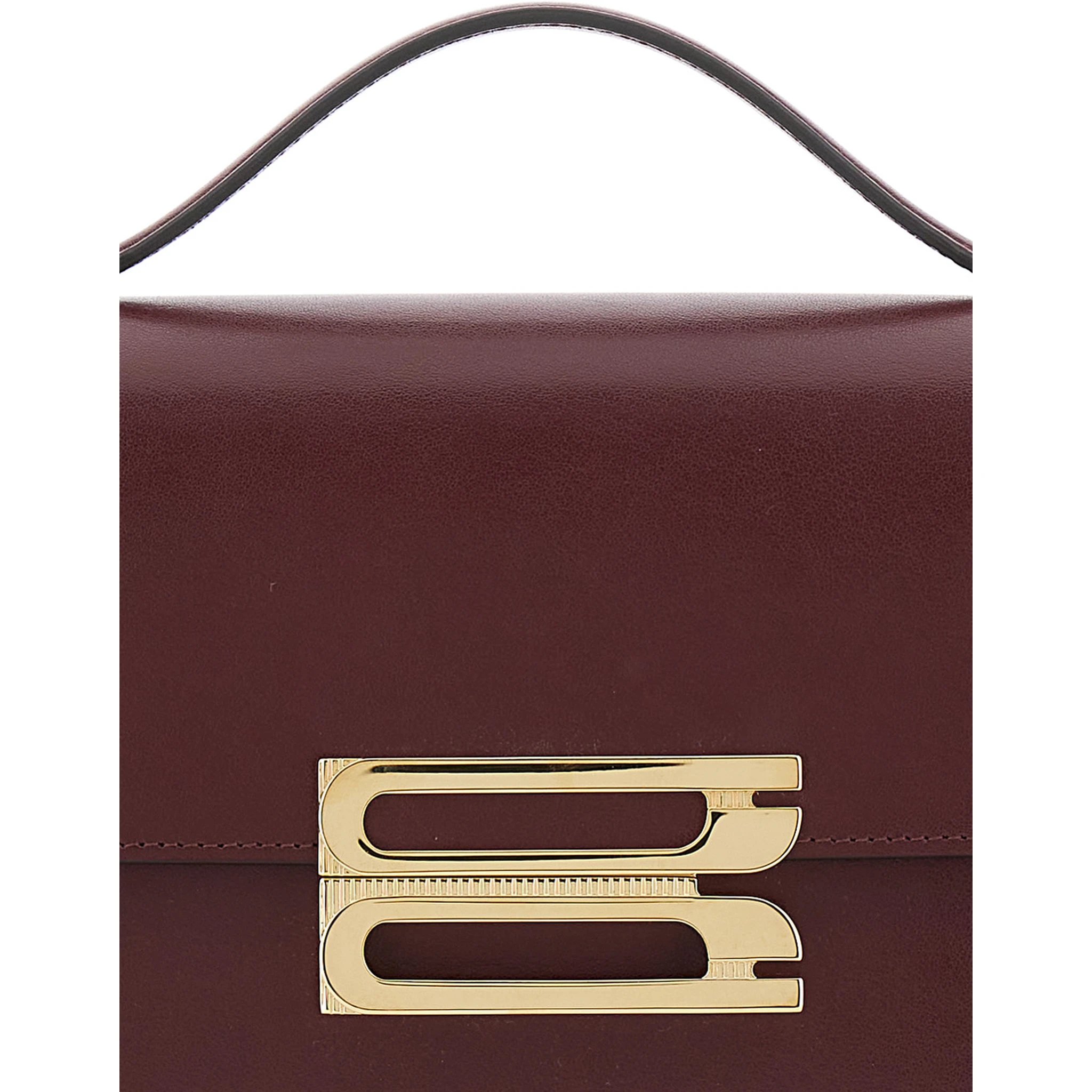 Dorian Bordeaux Shoulder Bag with Adjustable and Removable Shoulder Strap and Logo Plaque on the Front in Leather Woman