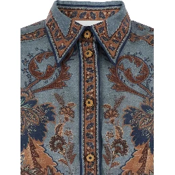 Ascension Multicolor Shirt with Classic Collar and All-Over Print in Silk Woman