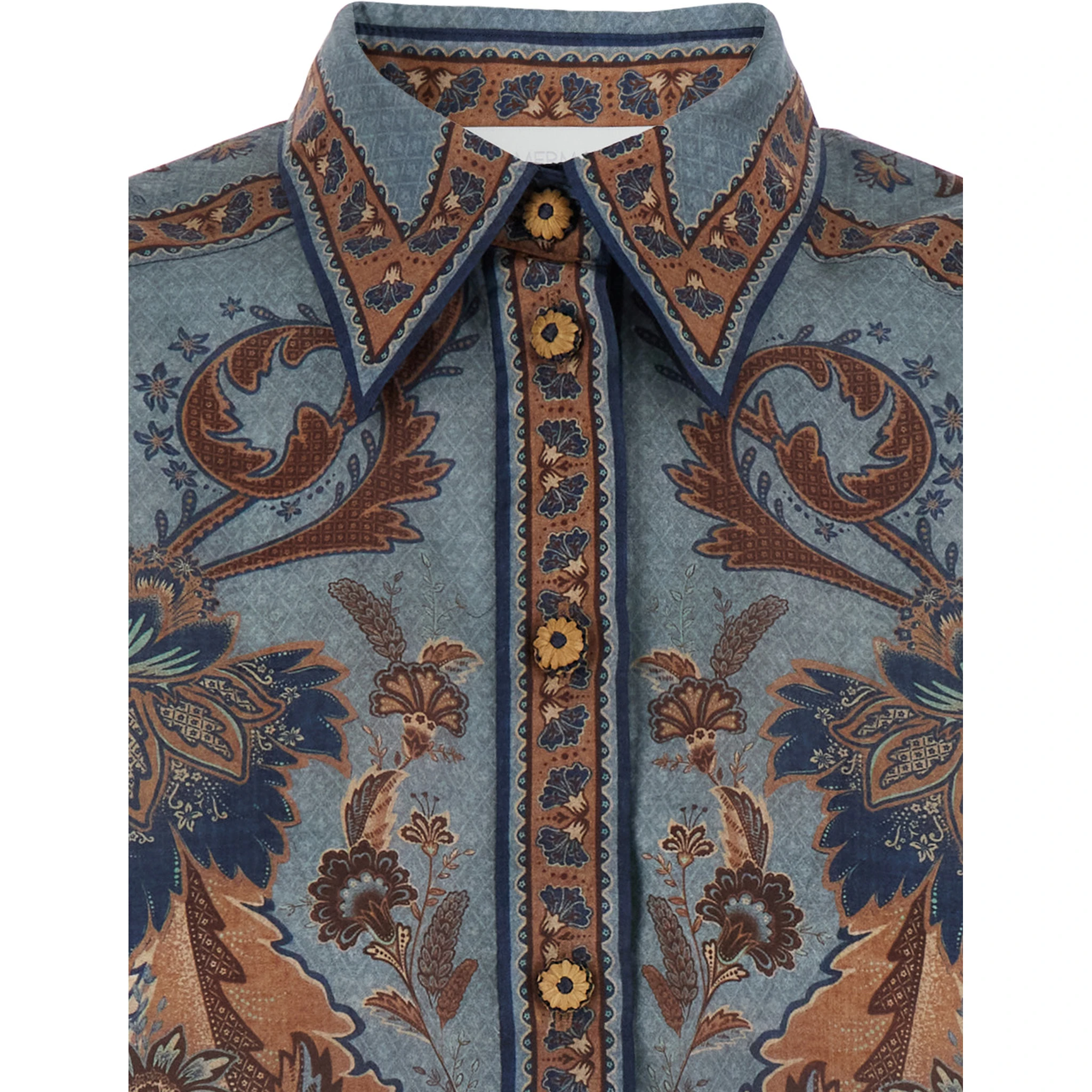 Ascension Multicolor Shirt with Classic Collar and All-Over Print in Silk Woman