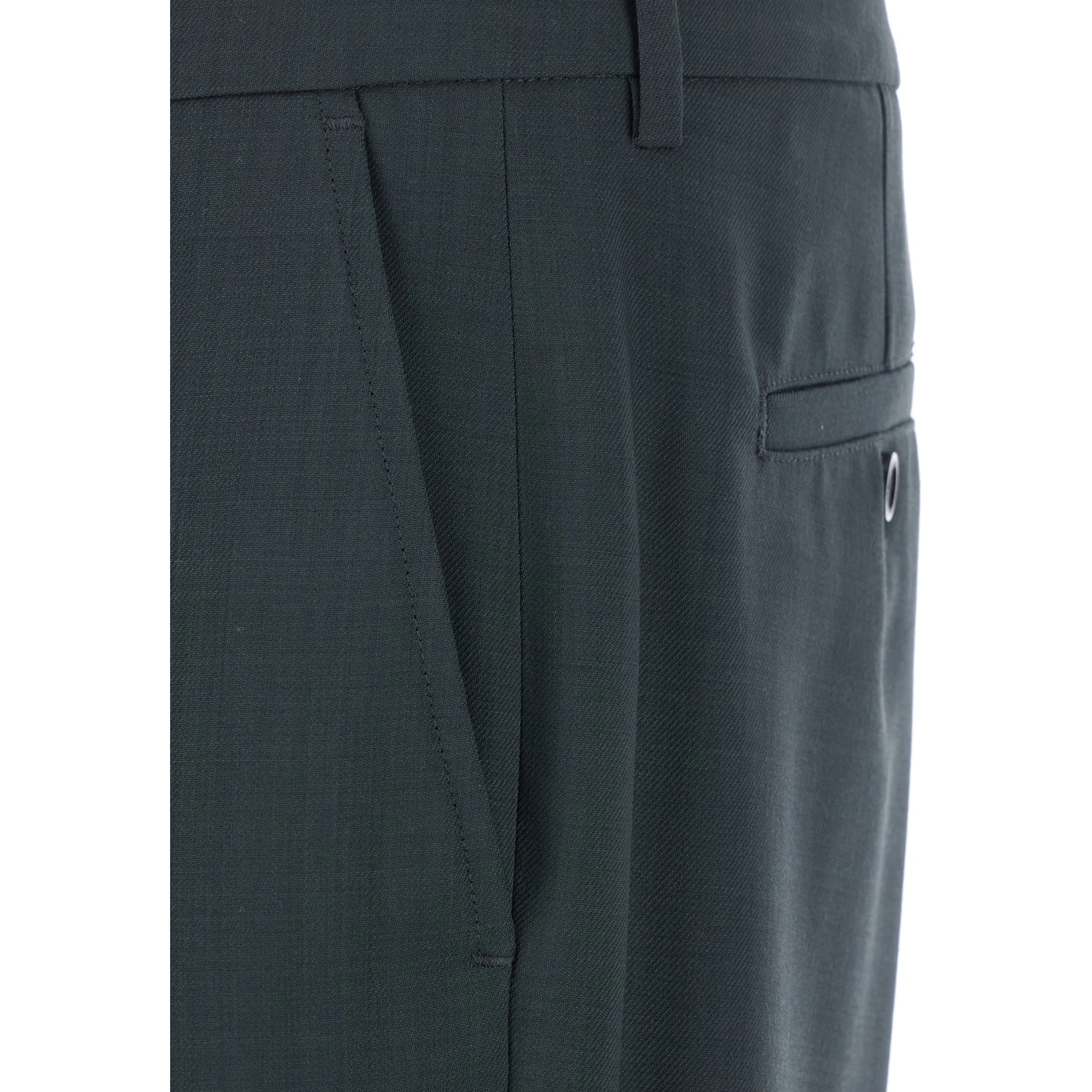 Grey Pants with Belt Loops and Front Concealed Closure in Wool Man