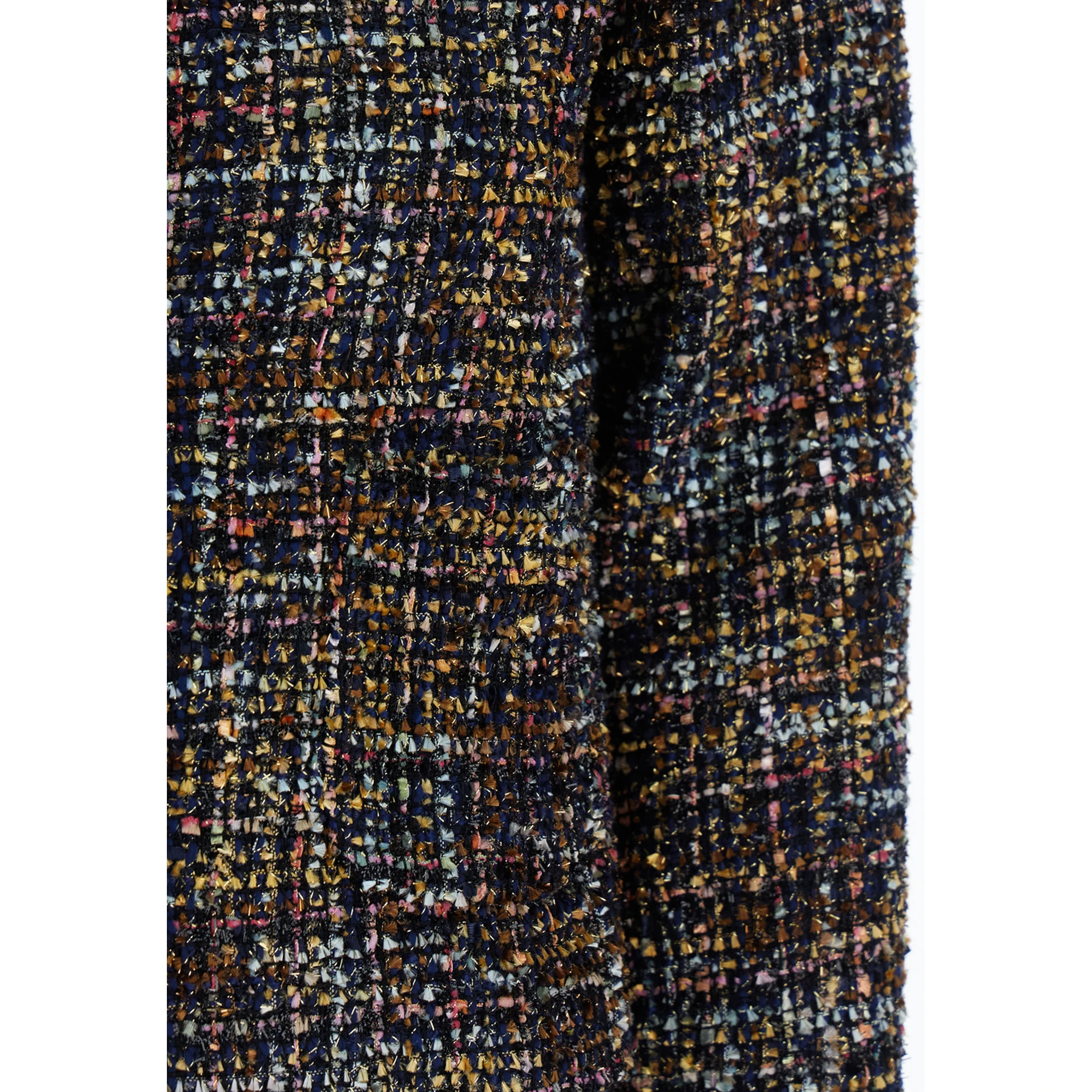 Multicolor Jacket with Round Neck and Front Button Closure in Tweed Woman